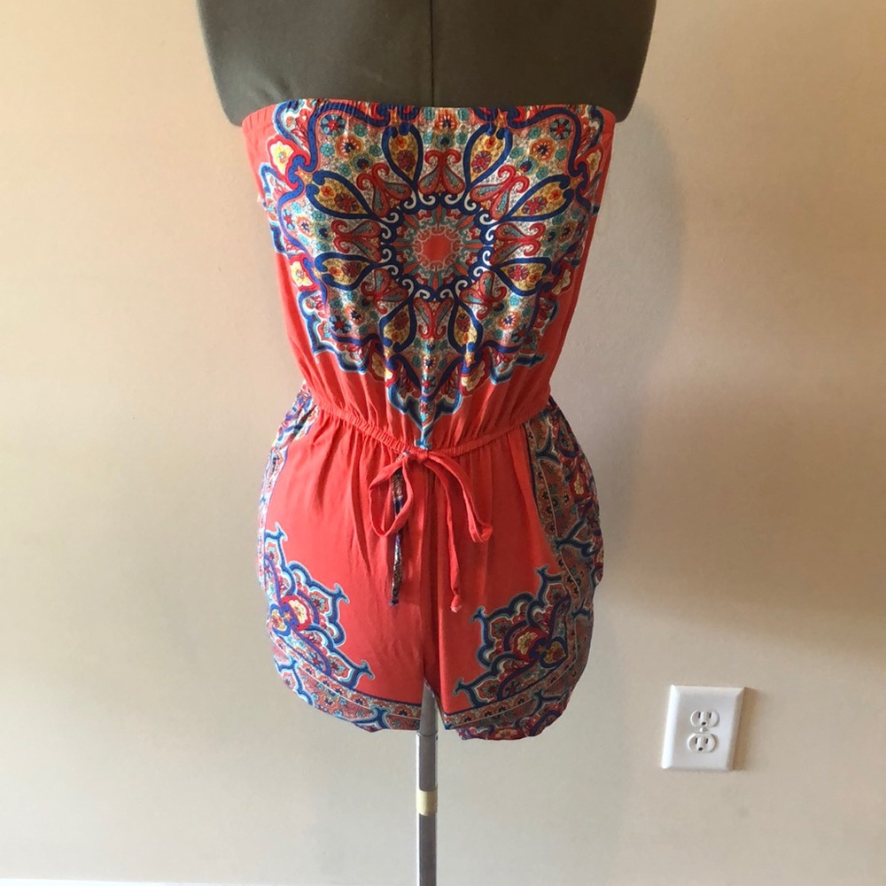 Orange floral romper